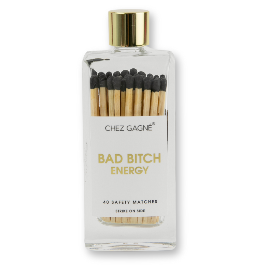 Bad Bitch Energy - Glass Bottle Safety Matches - Black - Image 1